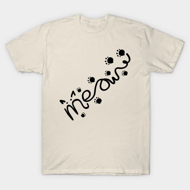 Meow lettering with paw T-Shirt by CindyS